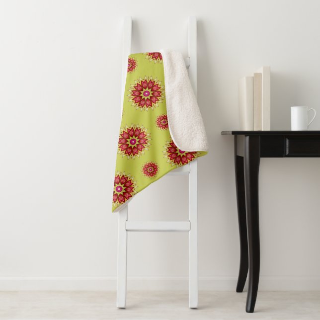 Sherpa Fleurs de couverture sur vert (En situation)