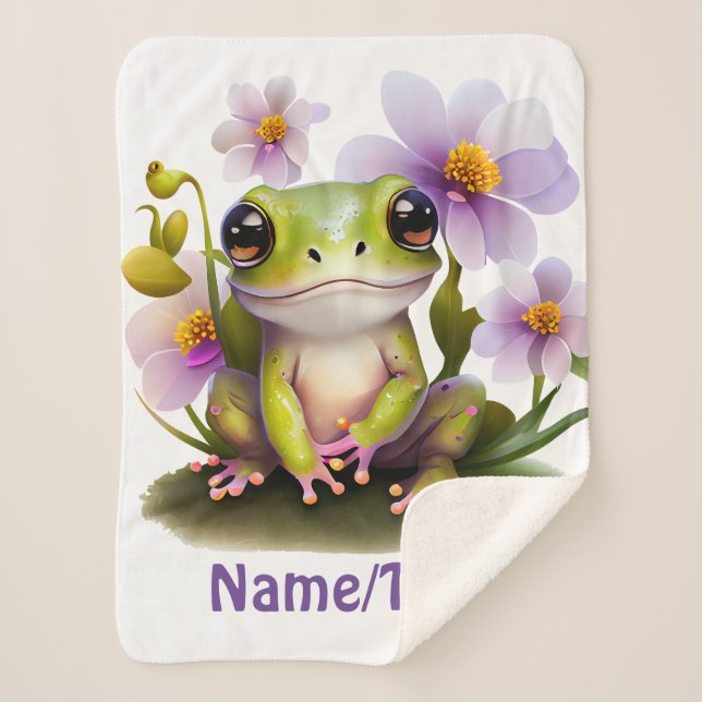 Sherpa Grenouille mignonne en Fleurs, couverture bébé (Devant)
