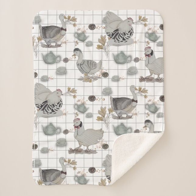 Sherpa Haute Couture Poulet imprimé Bébé Couverture (Devant)