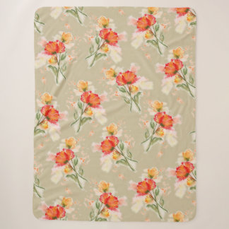 Sherpa Jolie conception de fleur aquarelle sur couverture