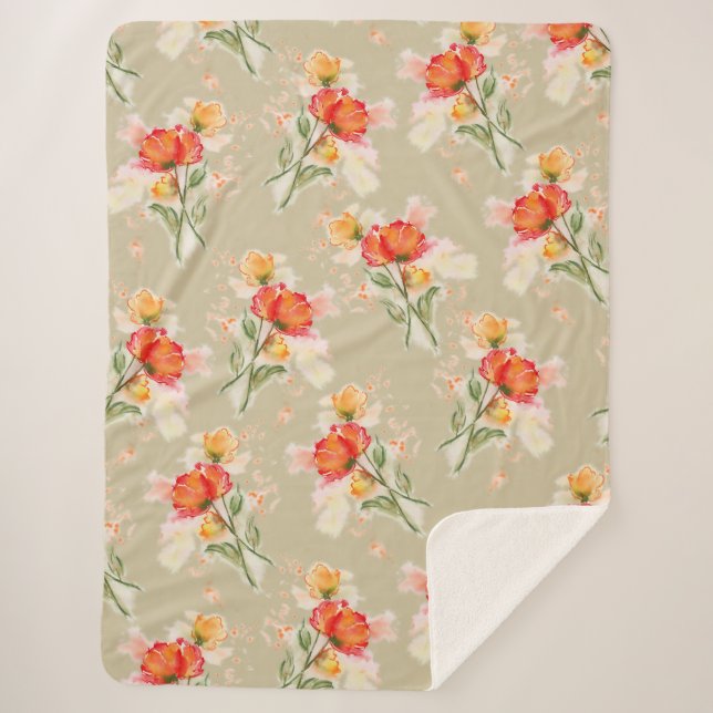 Sherpa Jolie conception de fleur aquarelle sur couverture (Devant)