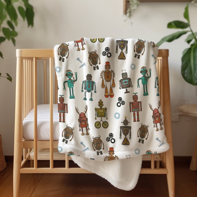 Sherpa Mignon motif de robot pour enfants couverture Sher (Créateur téléchargé)