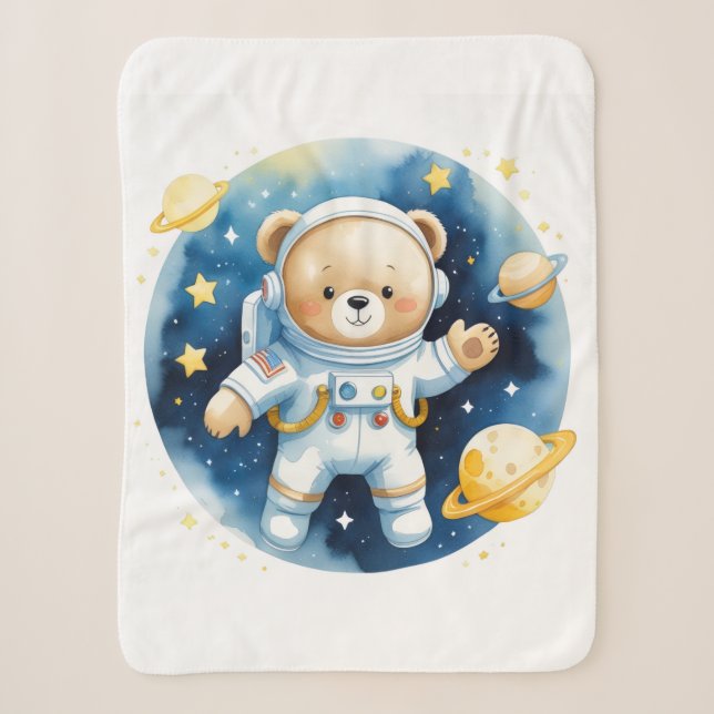 Sherpa Mignonne couverture en molleton d'astronaute ours  (Devant)