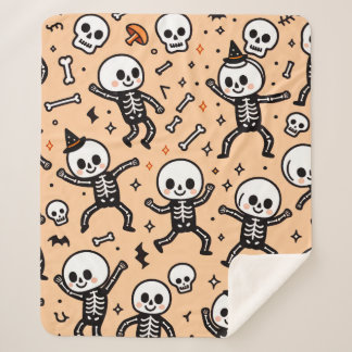 Sherpa Squelette dansant Halloween couverture motif