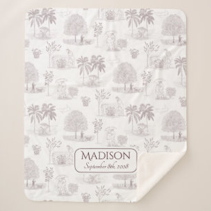 Sherpa Toile de Jouy Couverture bébé avec nom Date de nai