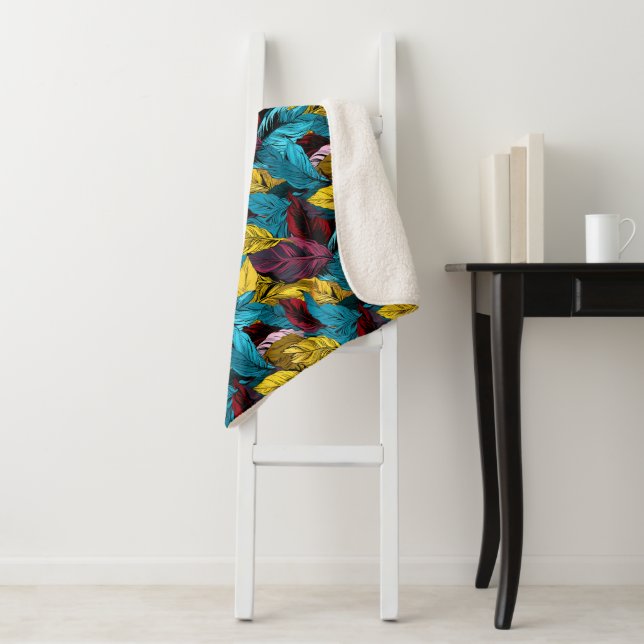 Sherpa une couverture avec un motif feuille (En situation)
