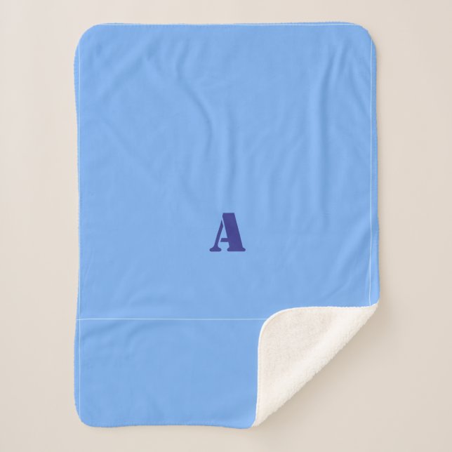 Sherpa Une couverture en polaire bleu clair Monogramme (Devant)