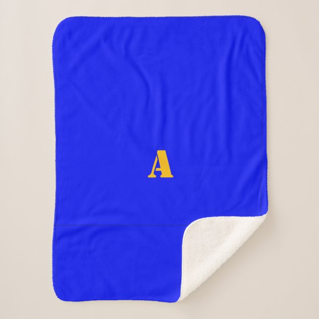 Sherpa Une couverture en polaire bleu monogramme (Devant)