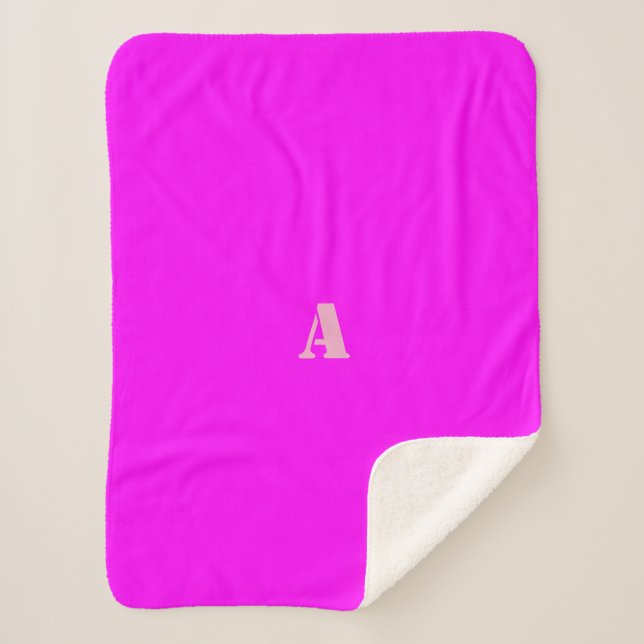 Sherpa Une couverture en polaire Monogramme rose Magenta (Devant)