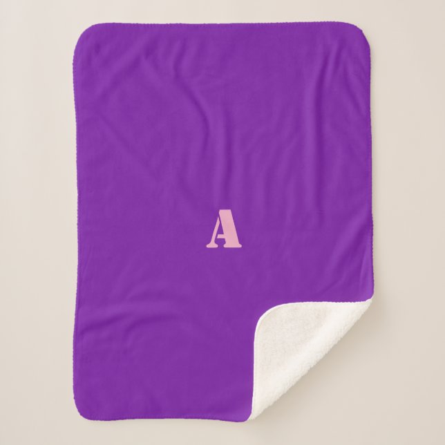 Sherpa Une couverture en toison violette Monogramme (Devant)
