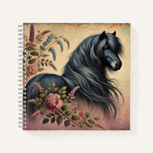 Shetland Pony Floral Vintage Spiral Bound Carnet