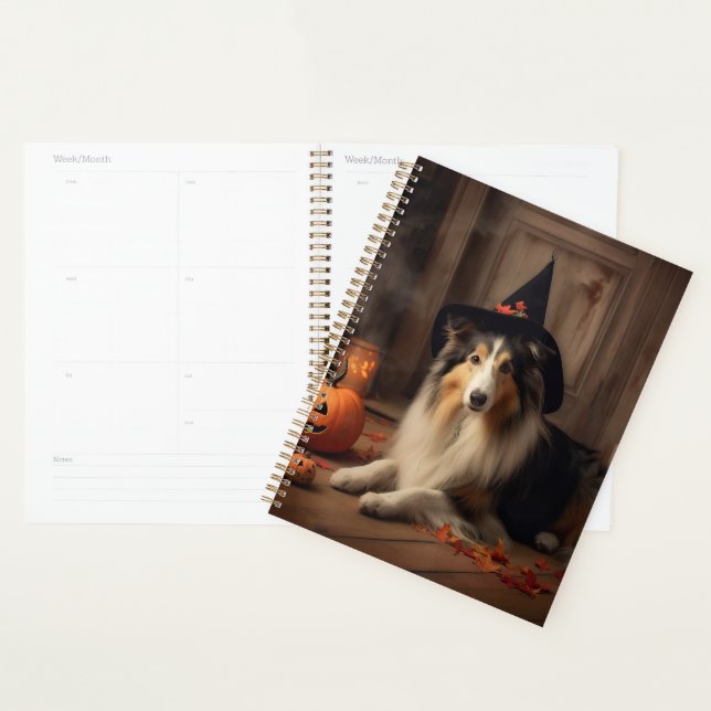 Shetland Sheepdog Citrouille Halloween effrayant (Devant avec enveloppe)