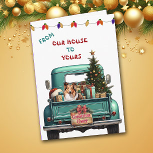 Shetland Sheepdog Retro Farm Truck Carte de Noël