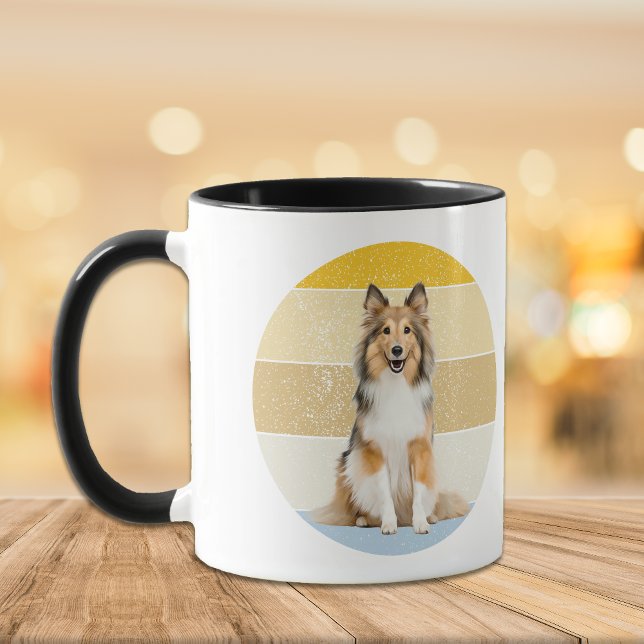 Shetland Sheepdog Retro Sunset Mug (Créateur téléchargé)