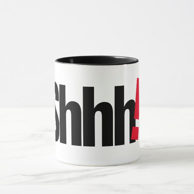 Shhh! Letter Print Mug - Minimalist Coffee Cup! (Centre)