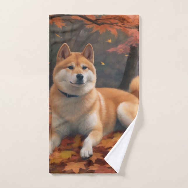 Shib Inu en automne Leaves automne Inspire (Serviette à main)