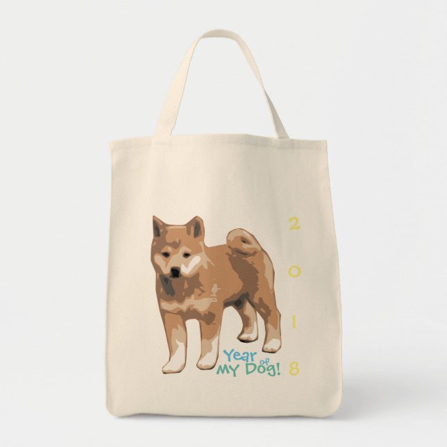 Shiba inu Année de mon sac d'épicerie en coton de  (Devant)