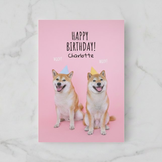 🐶 Shiba Inu Anniversaire Bliss Carte de voeux pli (A sweet and simple way to say Happy Birthday.)
