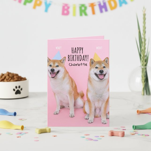 🐶 Shiba Inu Anniversaire Bliss Carte de voeux pli (Shiba Inu Birthday Bliss Folded Greeting Card)