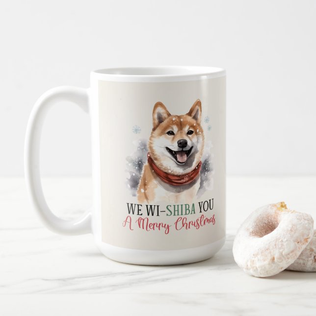 Shiba Inu Funny Chien Pun de Noël Café Mug (Avec donut)