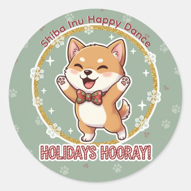 Shiba Inu Holiday Dance Sticker (Devant)