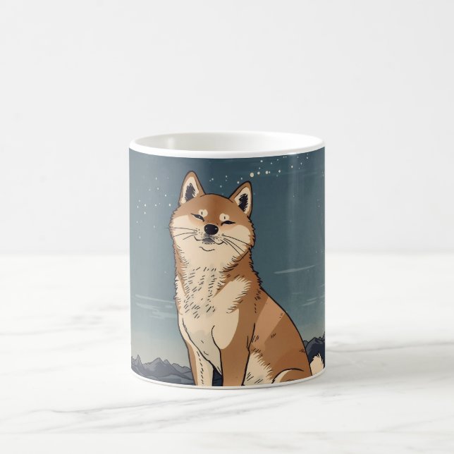 Shiba Inu Moonlight Coffee Mug – Ukiyo-e Style (Centre)