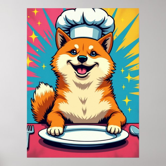 Shiba Inu : Poster du chef de chien d'art pop (Devant)