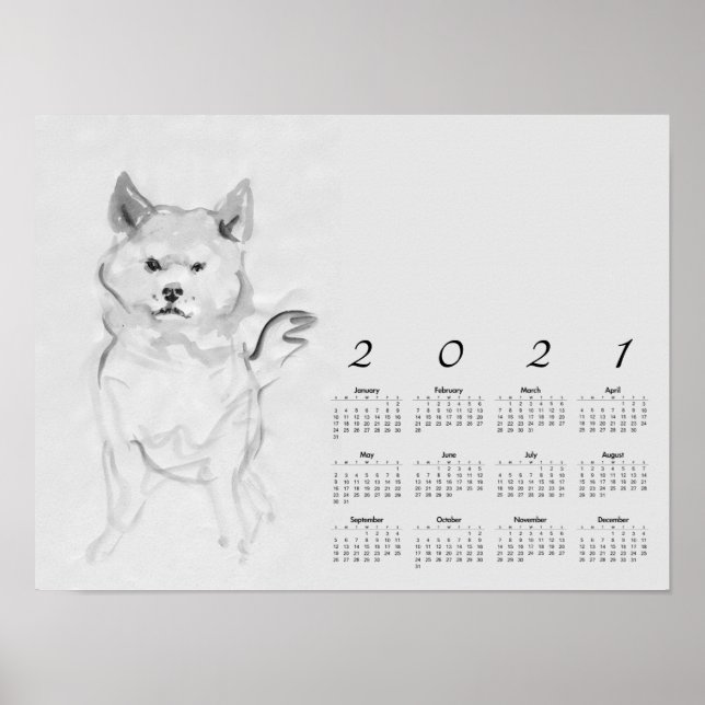Shiba Inu Tableau original 4 Calendrier Poster 202 (Devant)