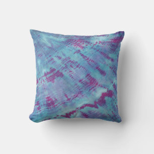 Shibori Fabric Boho Bleu pourpre teint Coussin