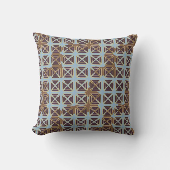 Shibori Fabric Boho Brown Blue Tie Dye Coussin (Recto)
