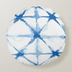 Shibori Tie Dye Triangle Motif Coussin rond