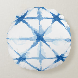 Shibori Tie Dye Triangle Motif Coussin rond