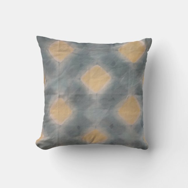 Shibori Tissu moderne Bleu Coussin de teinture à c (Recto)