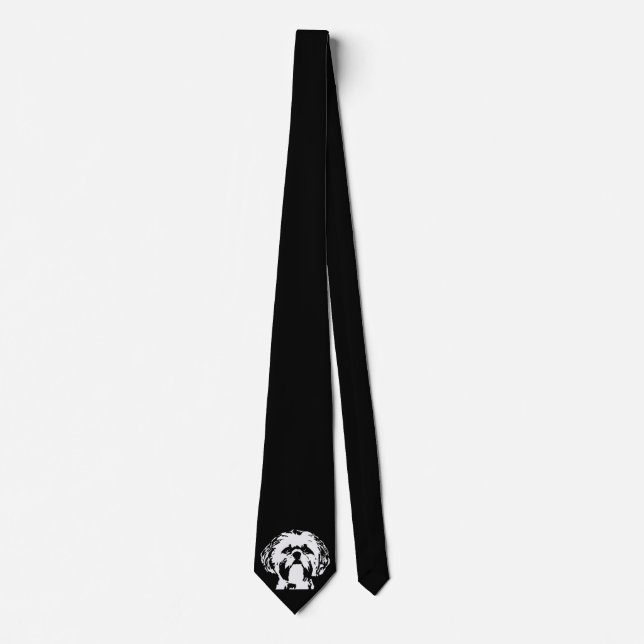 Shih cravate noir et blanc de Tzu de bruit d'art (Devant)