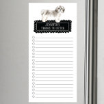 Shih tzu Chien Liste d'achats Bloc-notes magnétiqu<br><div class="desc">Des choses adorables pour aller chercher le tzu Shih avec un cadre de tableau noir personnalisé avec votre nom.</div>