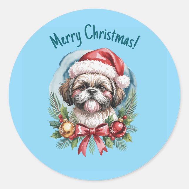 Shih tzu Christmas Sticker (Devant)