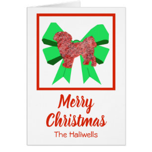 Shih Tzu Cute Christmas Chien Bow Card