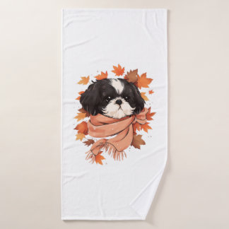Shih Tzu Fall Dog Automne quitte Thanksgiving Copi