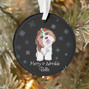 Shih Tzu joyeux et adorable avec nom de chien floc