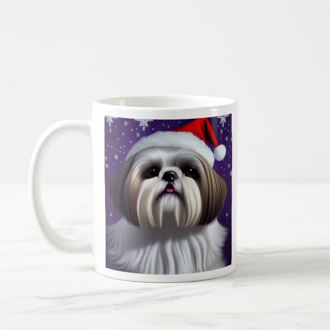 Shih Tzu, Père Noël, Mug de café de Noël (Gauche)