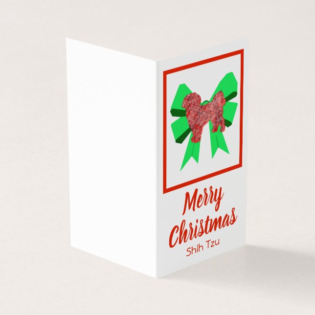 Shih Tzu Silhouette Christmas Chien & Green Bow Ca (Outside)