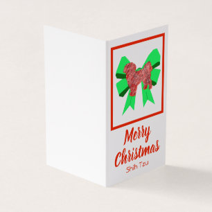 Shih Tzu Silhouette Christmas Chien & Green Bow Ca