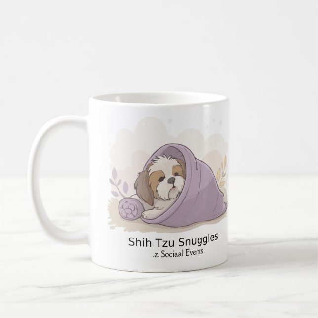 Shih Tzu Snuggles Mug – Cute Cozy Dog Lover Gift (Gauche)