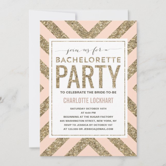 Shimmer glamour | Bachelorette Party Invitation (Devant)