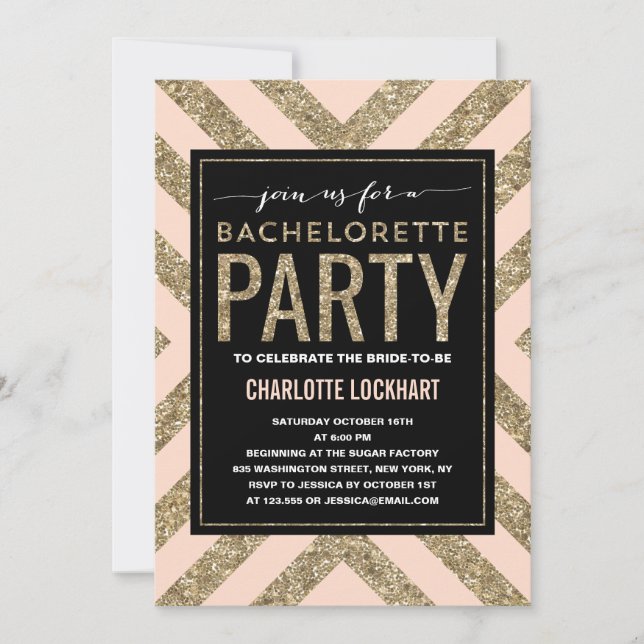 Shimmer glamour | Bachelorette Party Invitation (Devant)
