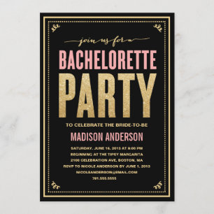 SHIMMER & SPARKLE   INVITATION DU PARTI BACHELORET