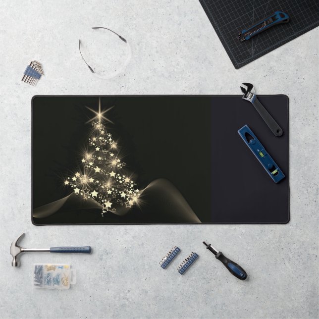 Shine d'or des étoiles sur l'arbre de Noël Dark (Poste de travail)