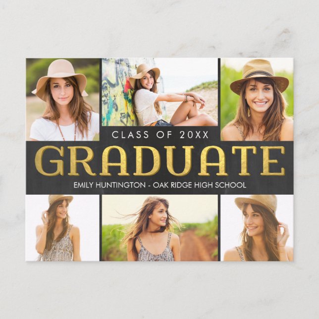 Shiny Collage Graduation Faire-part carte postale (Devant)