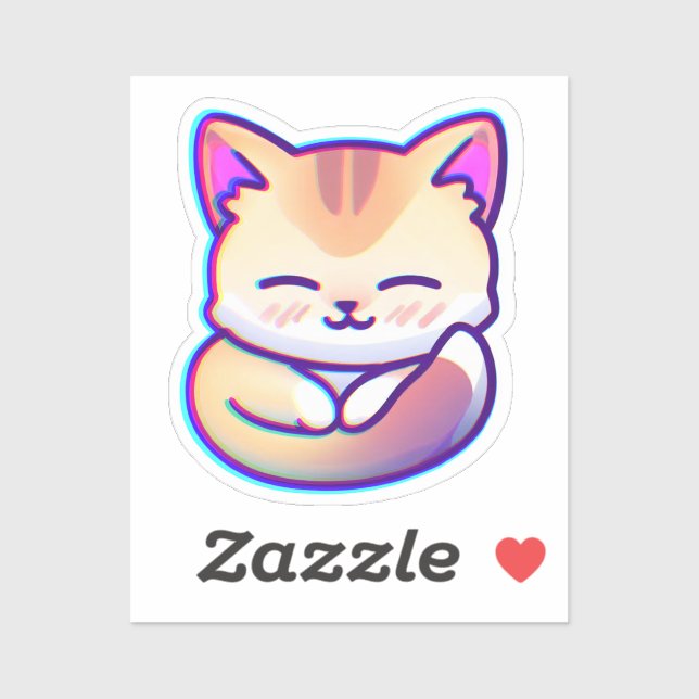 shiny fluffy cat sticker (Feuille)