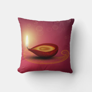 Shiny Happy Diwali Diya - Coussin